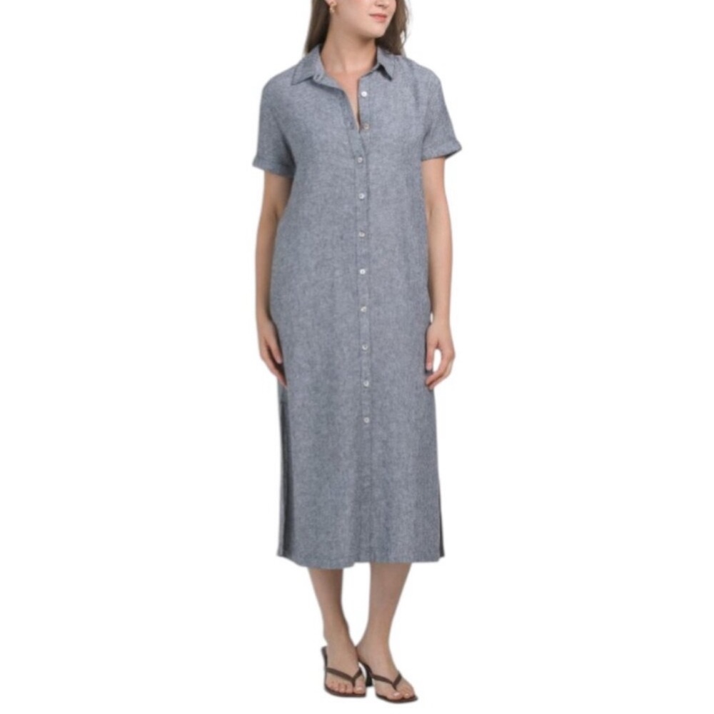 C&C CALIFORNIA Linen Blend Cross Dye Shirt Dress Size Small